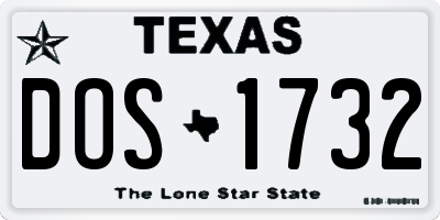 TX license plate DOS1732