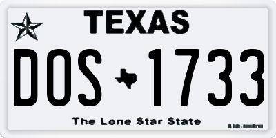 TX license plate DOS1733