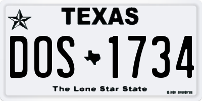 TX license plate DOS1734