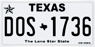 TX license plate DOS1736