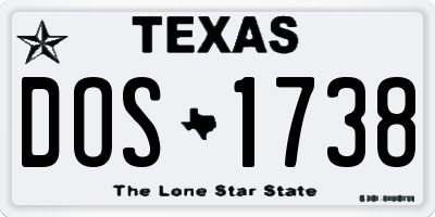 TX license plate DOS1738