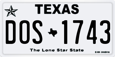 TX license plate DOS1743