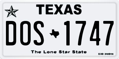 TX license plate DOS1747