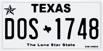 TX license plate DOS1748