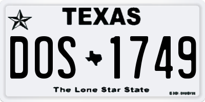 TX license plate DOS1749