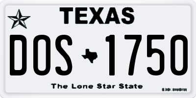 TX license plate DOS1750