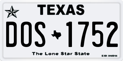 TX license plate DOS1752