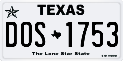 TX license plate DOS1753