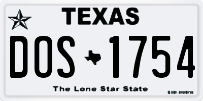TX license plate DOS1754