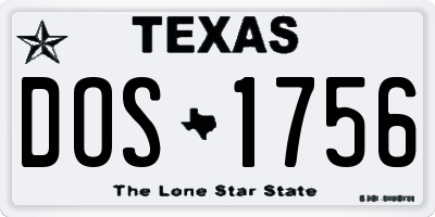 TX license plate DOS1756