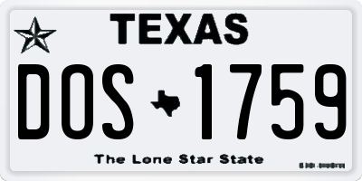TX license plate DOS1759