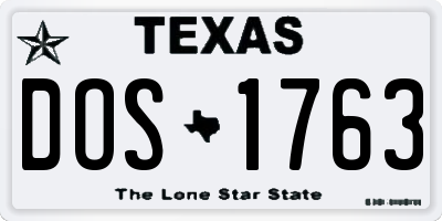 TX license plate DOS1763