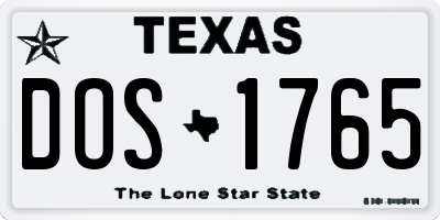 TX license plate DOS1765