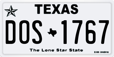 TX license plate DOS1767