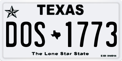TX license plate DOS1773