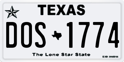 TX license plate DOS1774