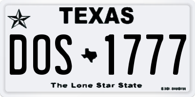 TX license plate DOS1777