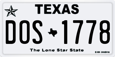 TX license plate DOS1778