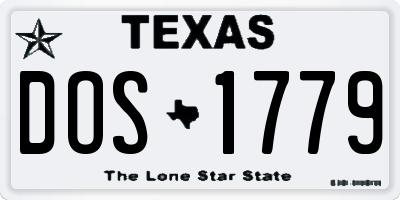 TX license plate DOS1779