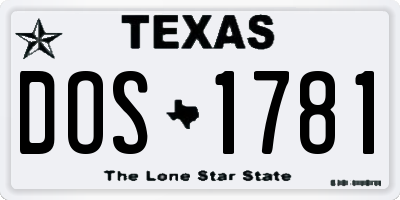 TX license plate DOS1781