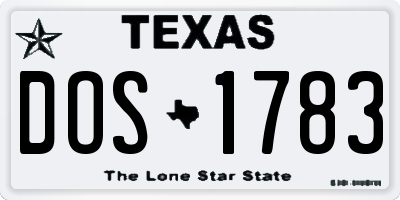 TX license plate DOS1783