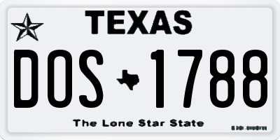TX license plate DOS1788