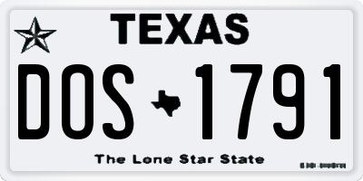 TX license plate DOS1791