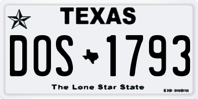 TX license plate DOS1793