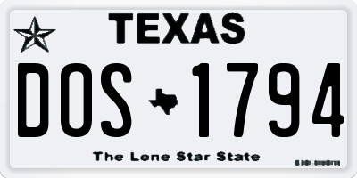 TX license plate DOS1794