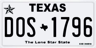 TX license plate DOS1796