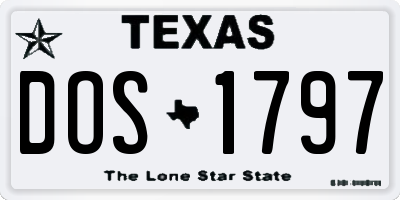 TX license plate DOS1797