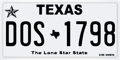 TX license plate DOS1798