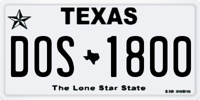 TX license plate DOS1800