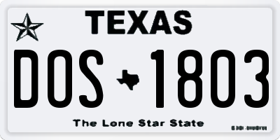 TX license plate DOS1803