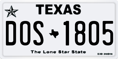 TX license plate DOS1805