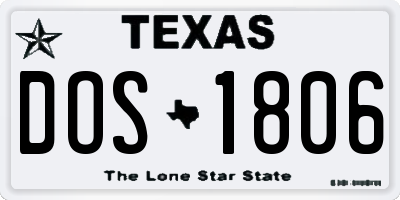 TX license plate DOS1806