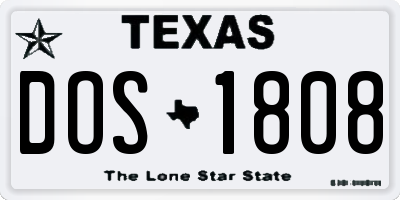 TX license plate DOS1808
