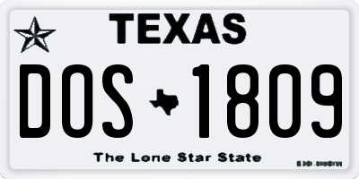 TX license plate DOS1809