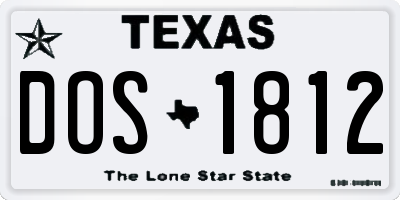 TX license plate DOS1812