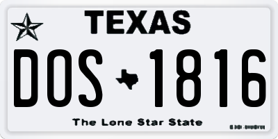 TX license plate DOS1816
