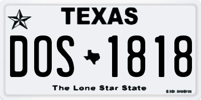 TX license plate DOS1818