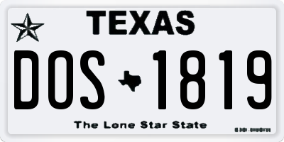 TX license plate DOS1819