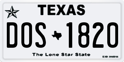 TX license plate DOS1820