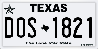 TX license plate DOS1821