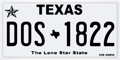 TX license plate DOS1822