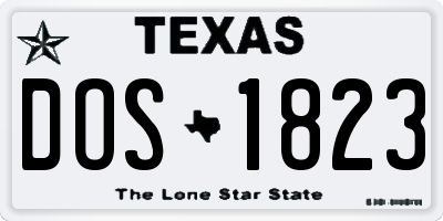 TX license plate DOS1823