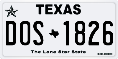 TX license plate DOS1826