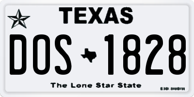 TX license plate DOS1828