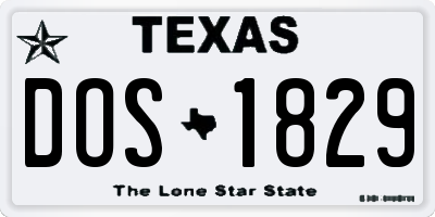 TX license plate DOS1829