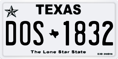 TX license plate DOS1832